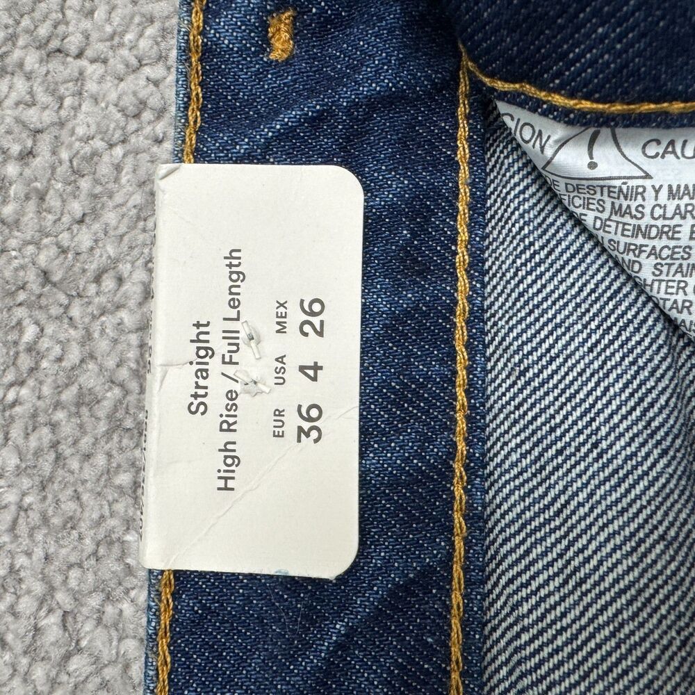 Pull & Bear Straight High Rise Full Length Denim Jeans Womens 4 26 Dark Blue NWT - Picture 9 of 16
